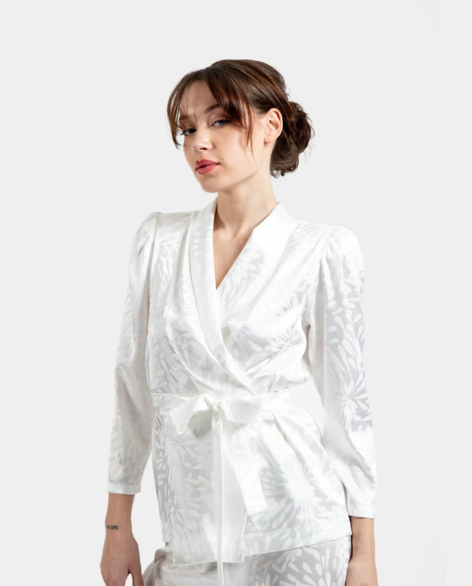 Americana Cruzada Jacquard Blanco
