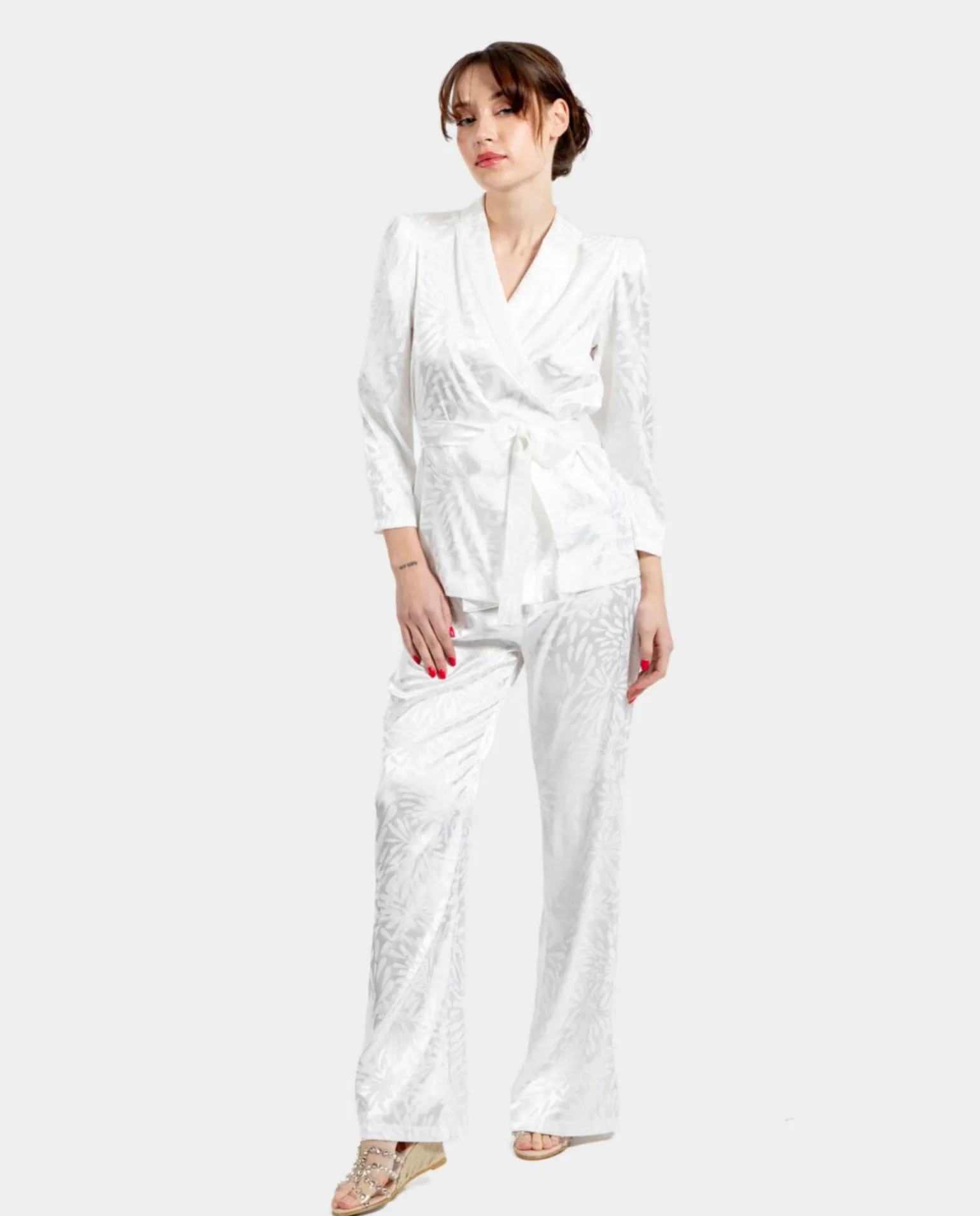 Americana Cruzada Jacquard Blanco