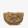 Bolso Mano Media Luna Rafia Beig