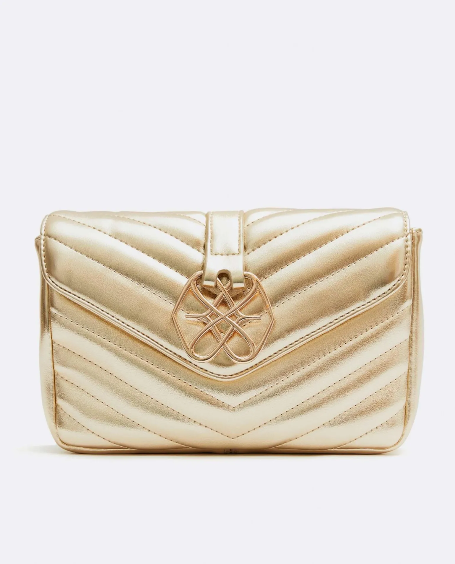 Bolso Satchel Con Cadena Piek Tecnopiel Oro