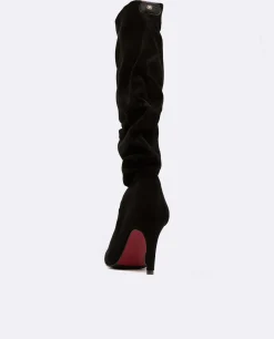 Bota Arrugada Ultrasuede Strech Negro