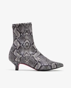 Botin Licra Tacón Bajo Serpiente Gris