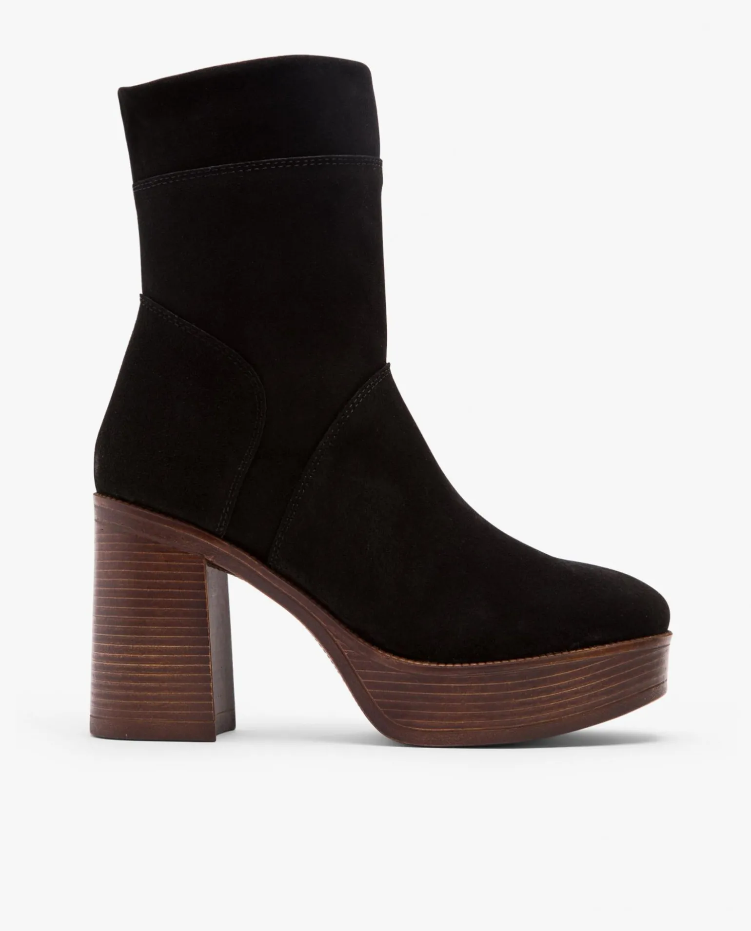 Botin Plataforma Serraje Negro