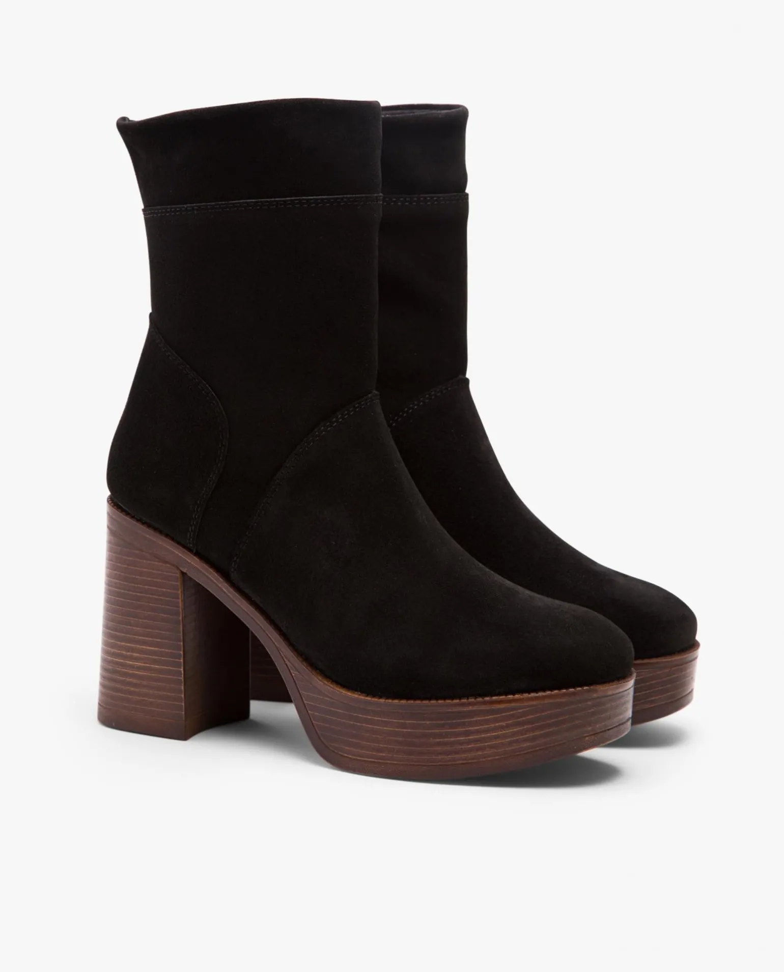 Botin Plataforma Serraje Negro