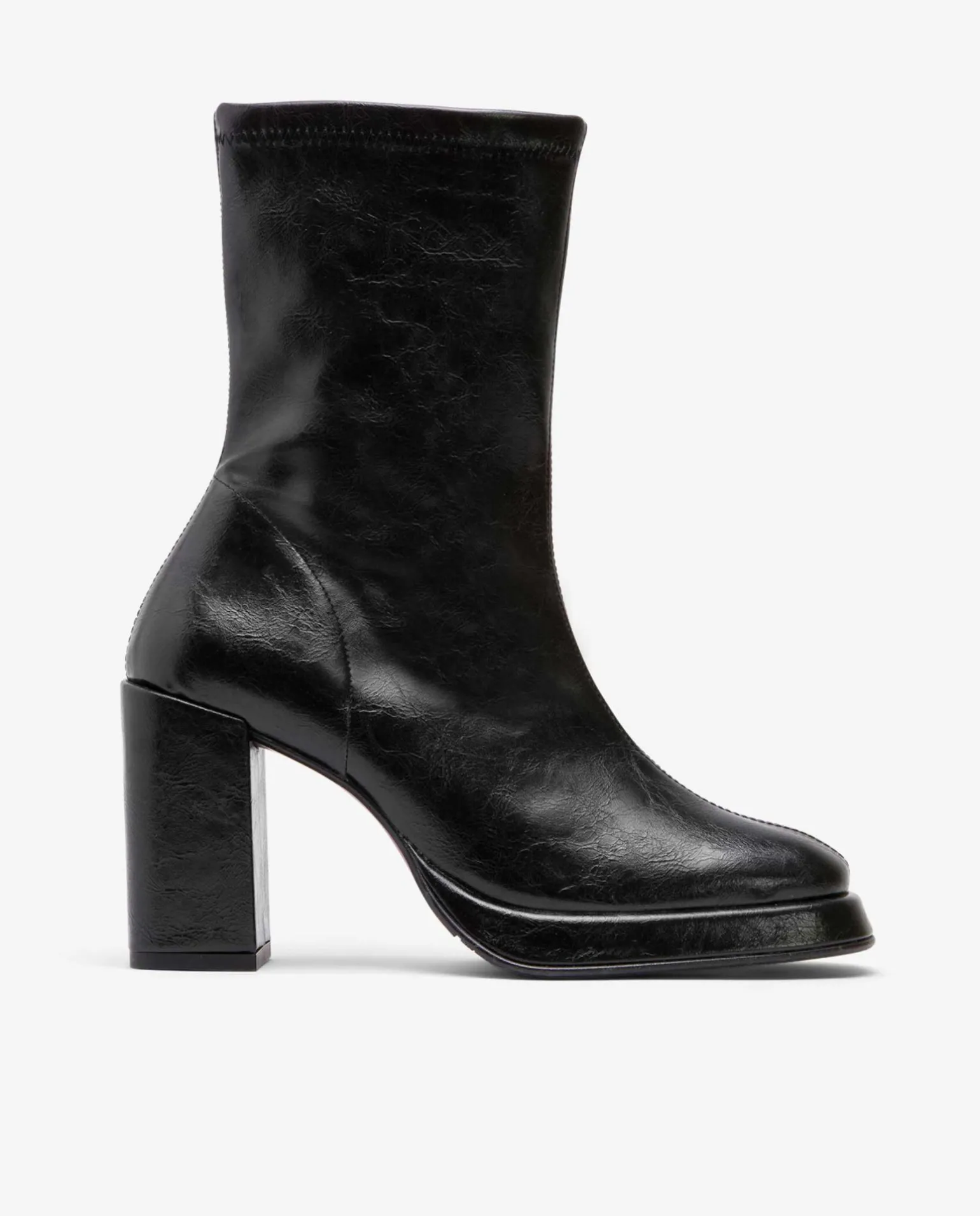 Botin Plataforma Tecnopiel Negro
