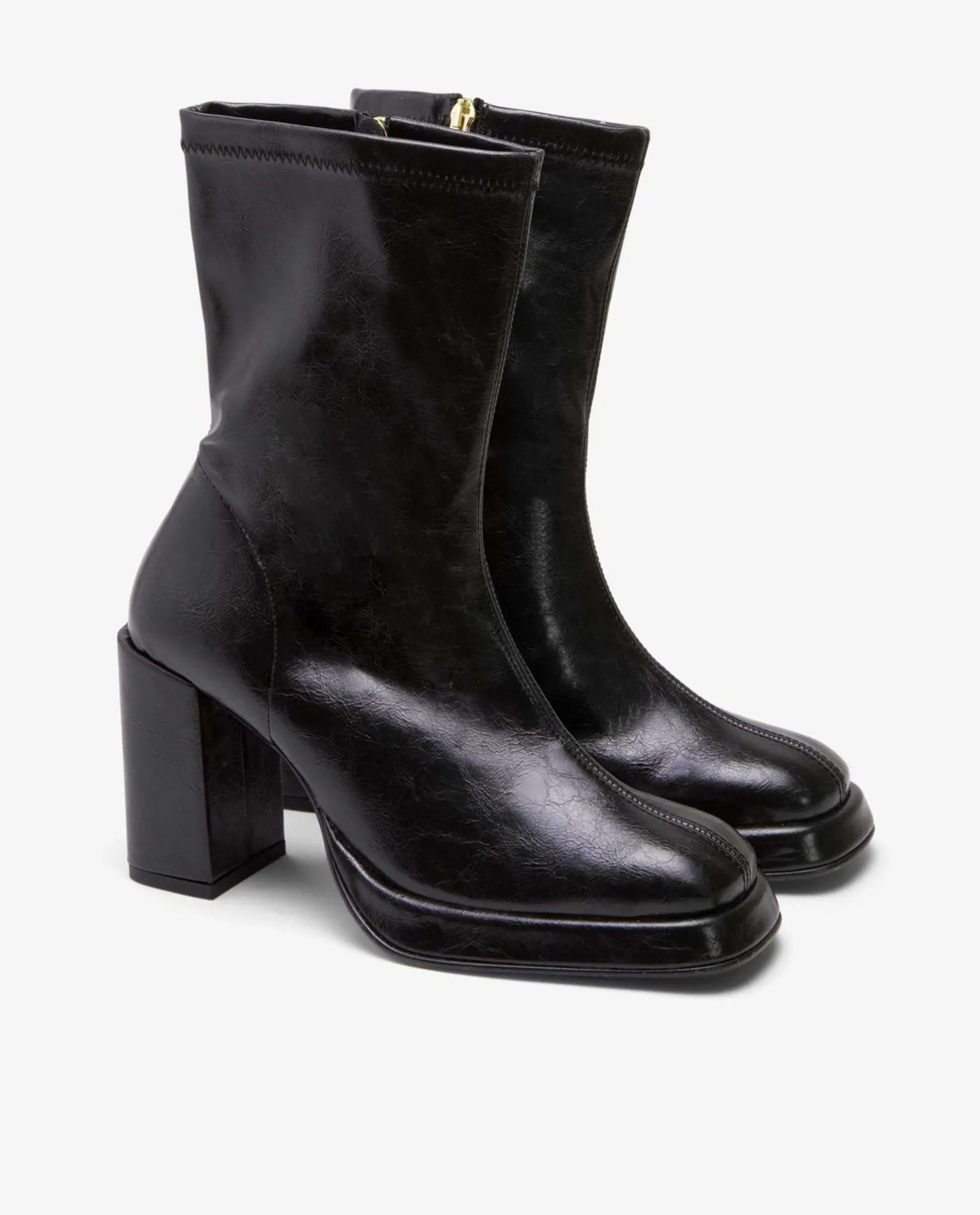 Botin Plataforma Tecnopiel Negro