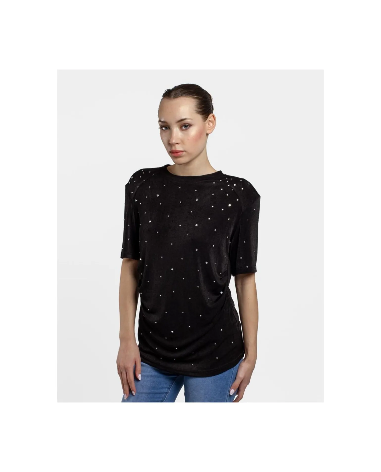 Camiseta Strass Punto Negro