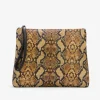 Cartera Mano Mediana Serpiente Mostaza
