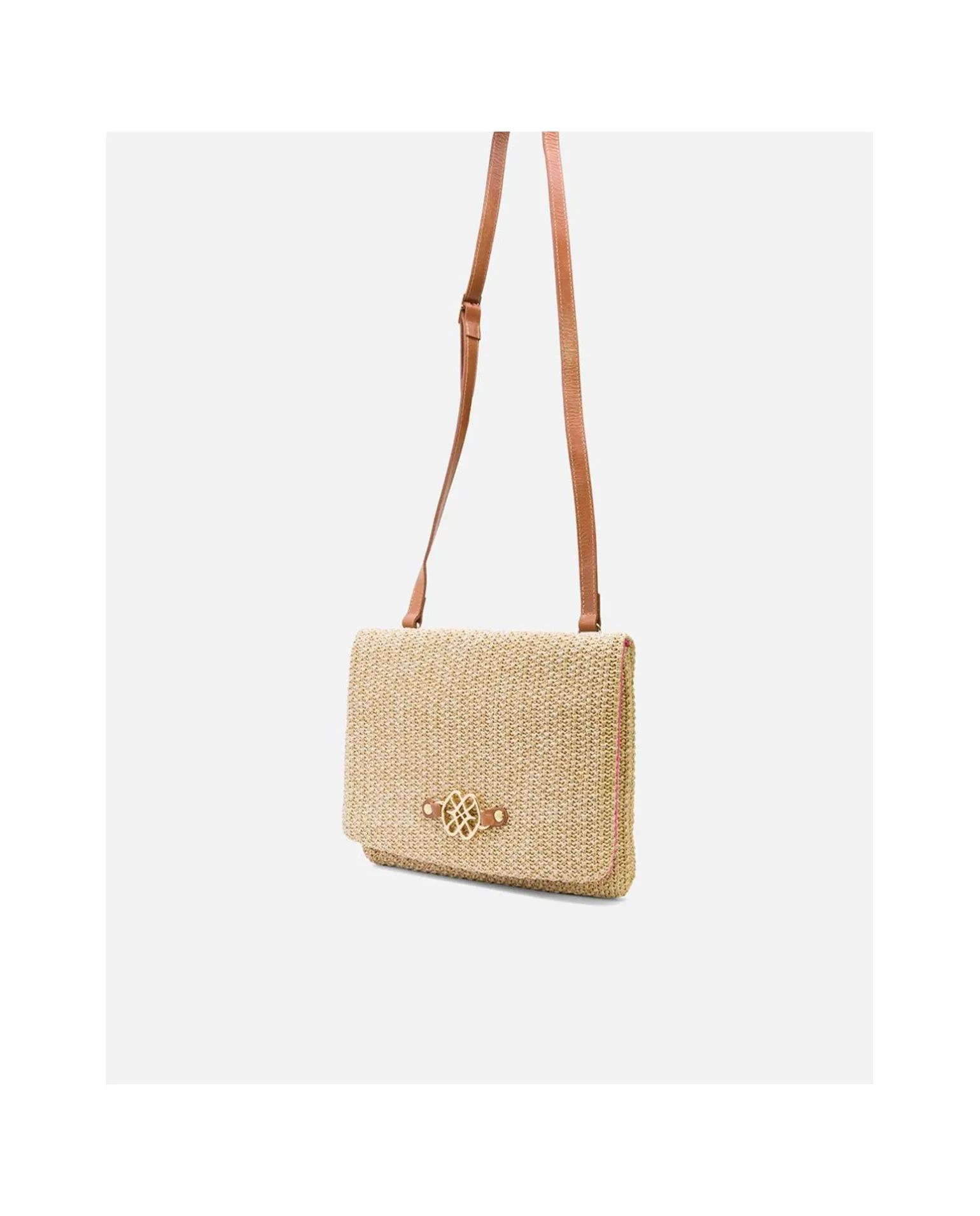 Cartera Mano Rafia Beig