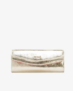 Cartera Mano Solapa Serpiente Oro