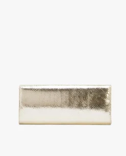 Cartera Mano Solapa Serpiente Oro