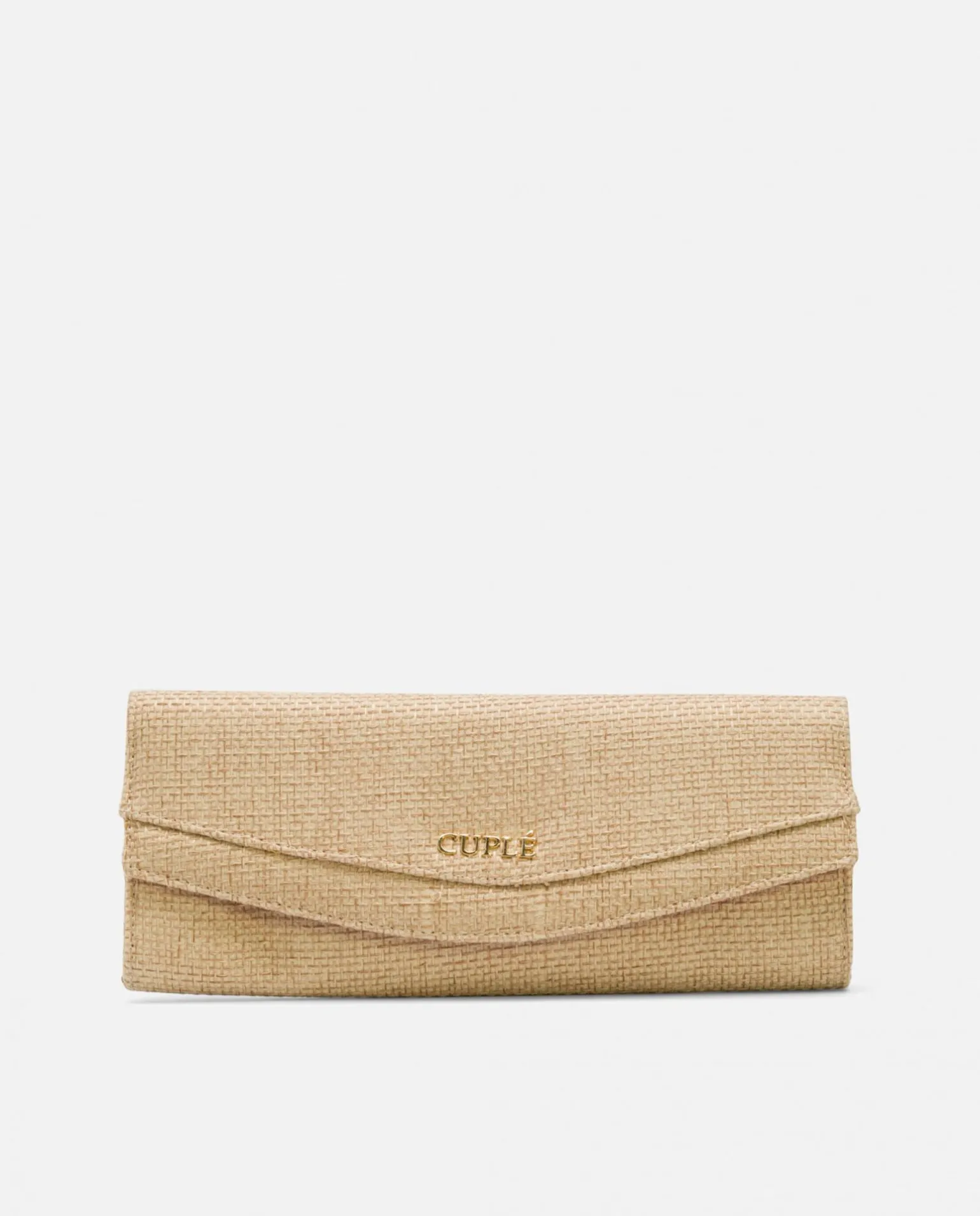 Cartera Mano Solapa Textil Beig