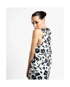 Mini Vestido Escote Pliegues Viscosa Estampado Flo