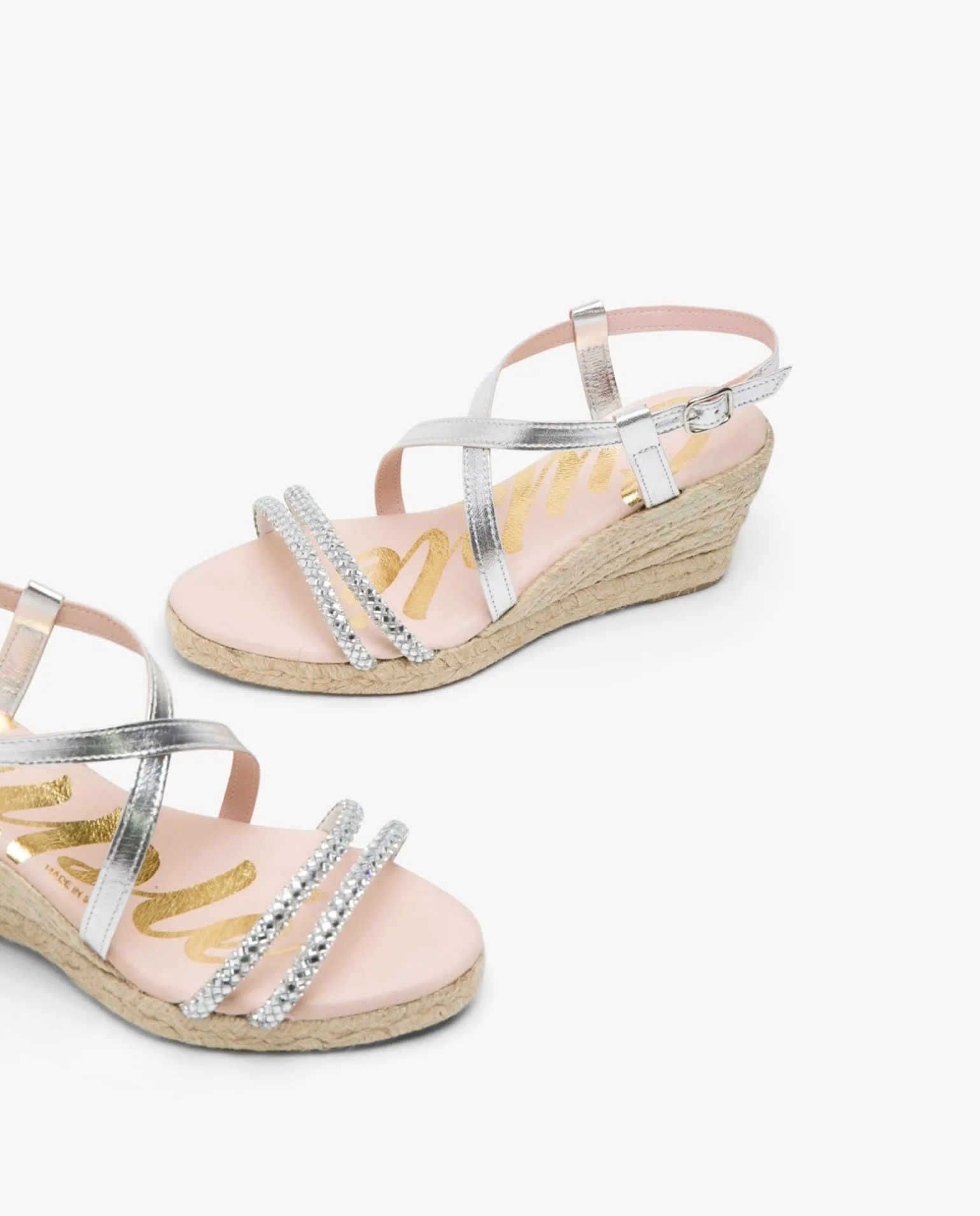 Sandalia Cuna Tiras Strass Plata