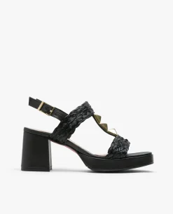 Sandalia Piramides Rafia Negro