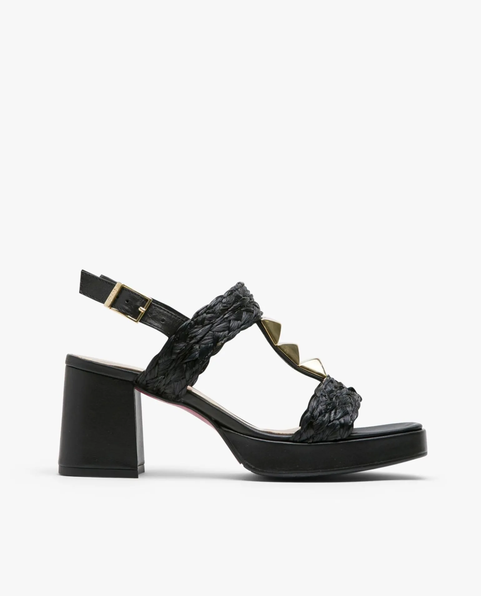 Sandalia Piramides Rafia Negro
