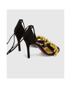 Sandalia Ronda Tacón Ultrasuede Negro