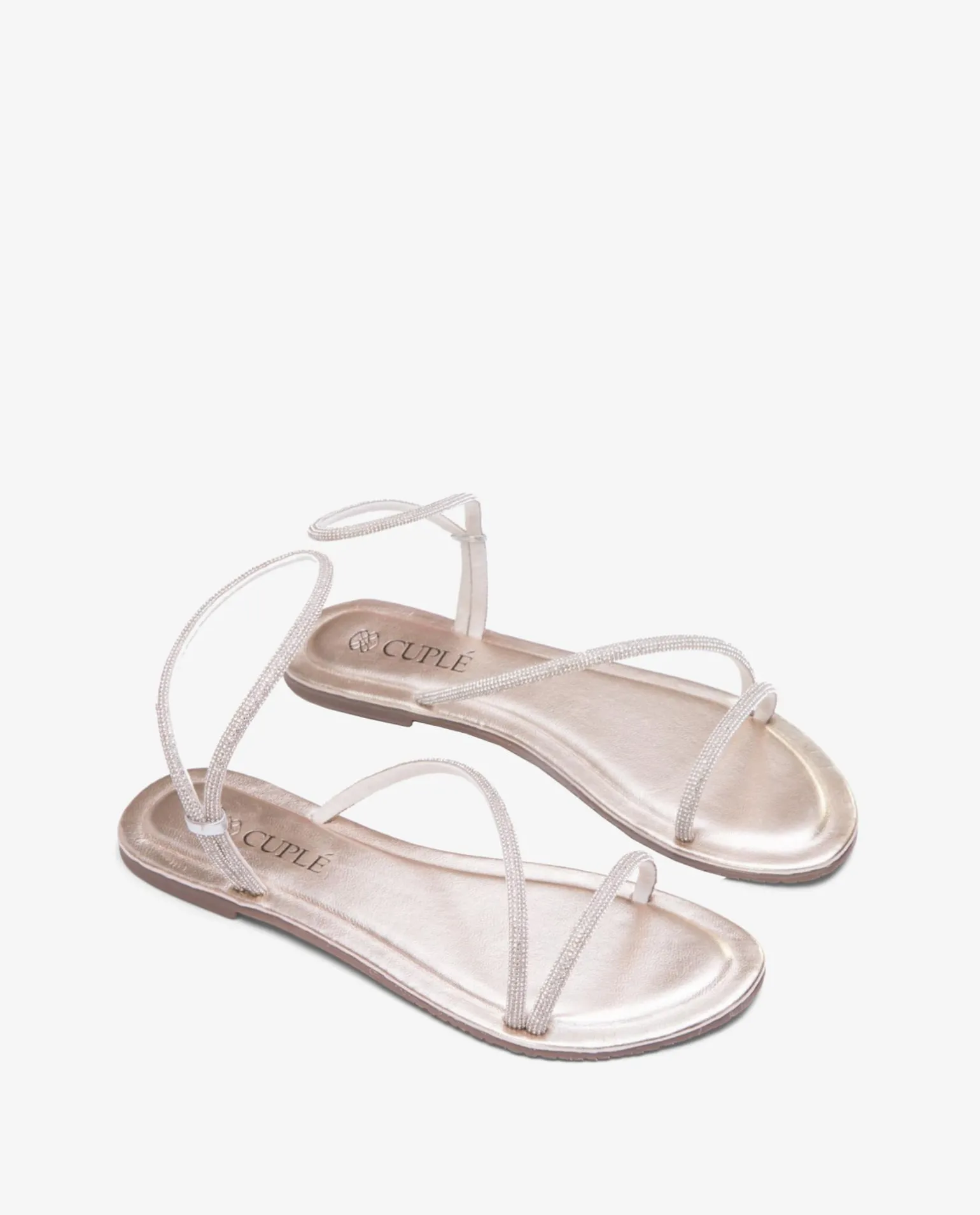 Sandalia Strass Cuentas Plata