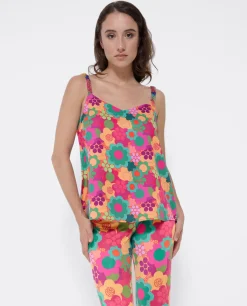 Top Tirantes Saten Estampado Flores