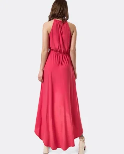 Vestido Asimetrico Cola Punto Circular Coral