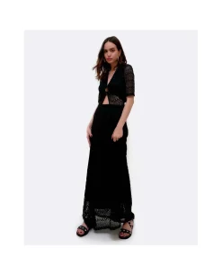 Vestido Escote Aro Punto Negro