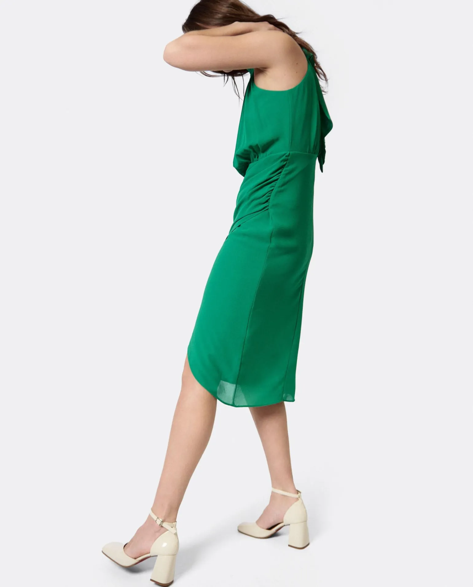 Vestido Escote Halter Gasa Verde