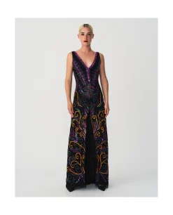 Vestido Etnico Textil Cuentas Multicolor