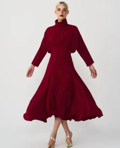 Vestido Largo Evase Crep Rojo