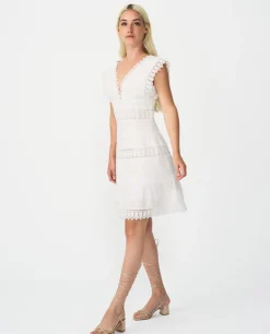 Vestido Mini Encaje Popelin Blanco